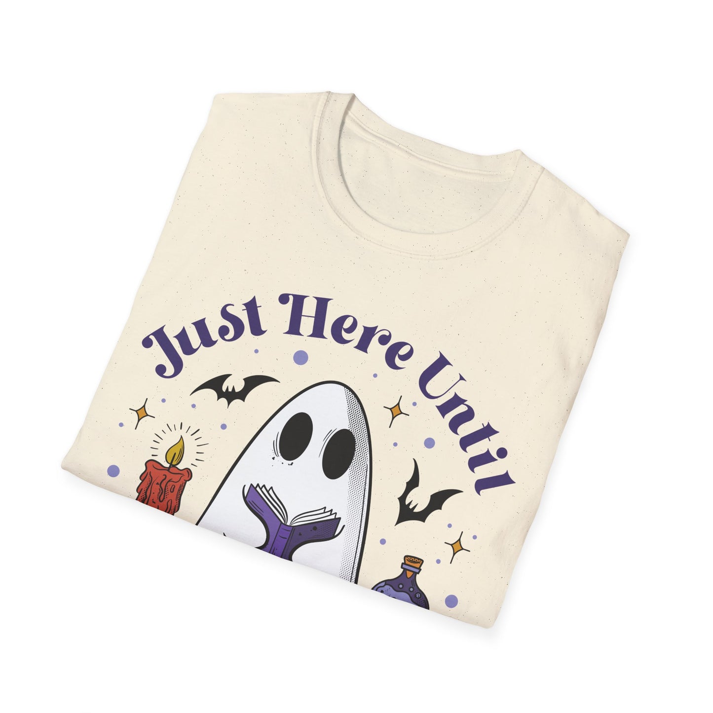 "Just here until I finish my TBR" ghost Halloween shirt, ghost reading, booktok, book lover, Halloween lover, summerweek, books, funny book shirt, Halloween book tee.