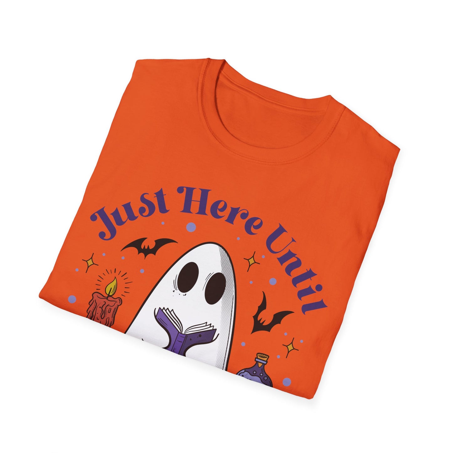 "Just here until I finish my TBR" ghost Halloween shirt, ghost reading, booktok, book lover, Halloween lover, summerweek, books, funny book shirt, Halloween book tee.
