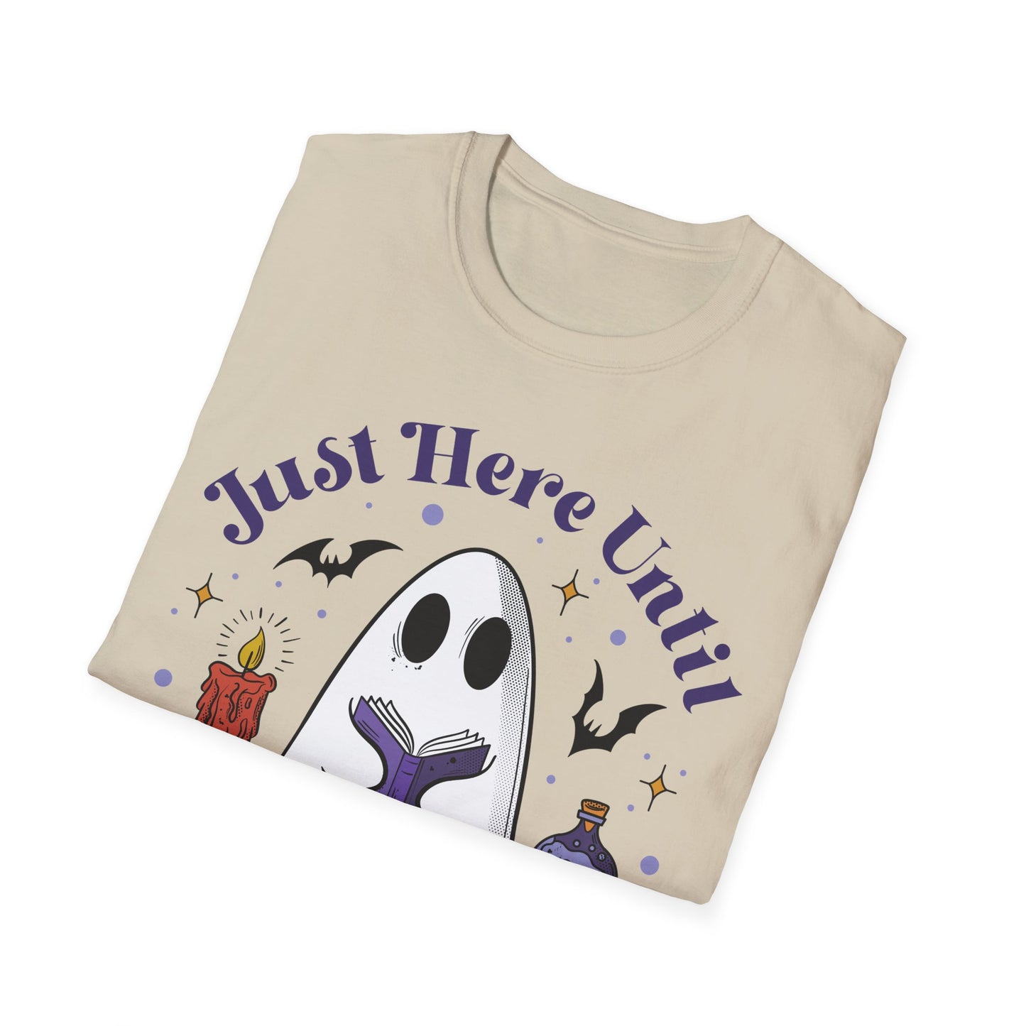 "Just here until I finish my TBR" ghost Halloween shirt, ghost reading, booktok, book lover, Halloween lover, summerweek, books, funny book shirt, Halloween book tee.