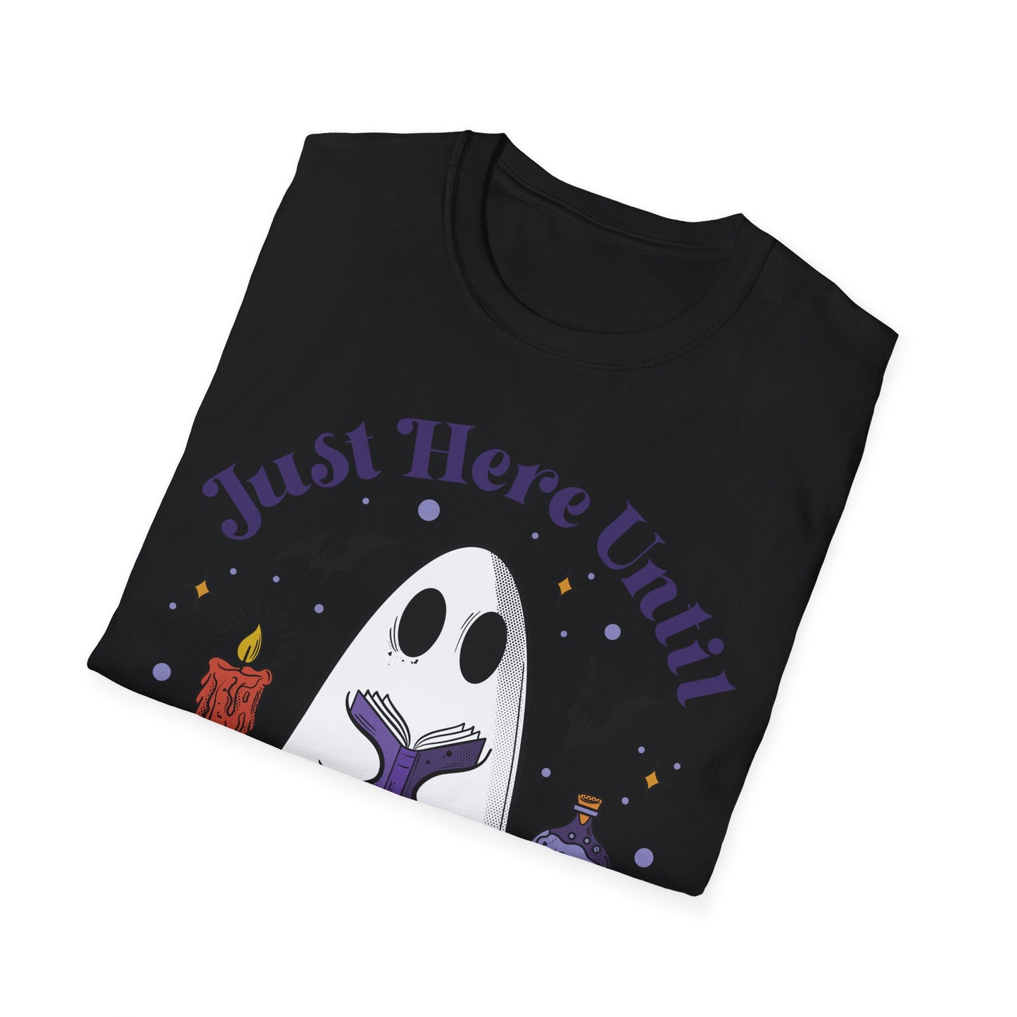 "Just here until I finish my TBR" ghost Halloween shirt, ghost reading, booktok, book lover, Halloween lover, summerweek, books, funny book shirt, Halloween book tee.