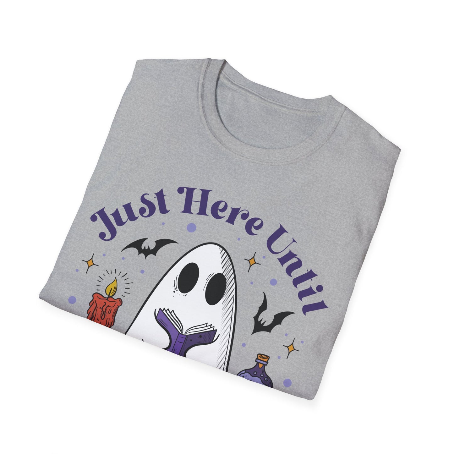 "Just here until I finish my TBR" ghost Halloween shirt, ghost reading, booktok, book lover, Halloween lover, summerweek, books, funny book shirt, Halloween book tee.