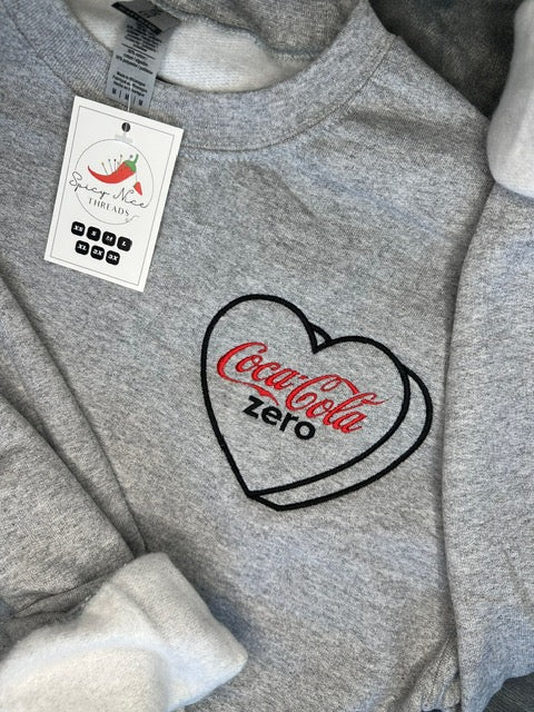 Coke Zero embroidered Crewneck | Coca-Cola tee | Coca Cola shirt | Unisex | fun shirt | Soda lover addict | trendy | embroidery custom
