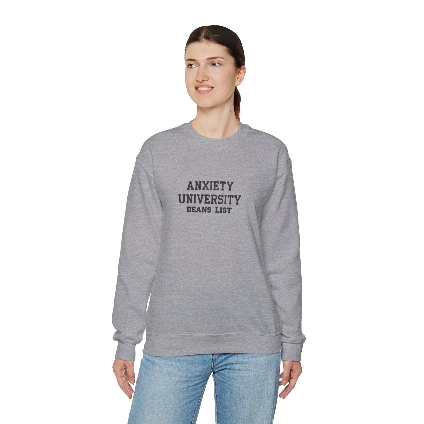 Anxiety University Deans list embroidered crewneck | anxiety | funny sweatshirt | University | honor student | witty sweatshirt | custom