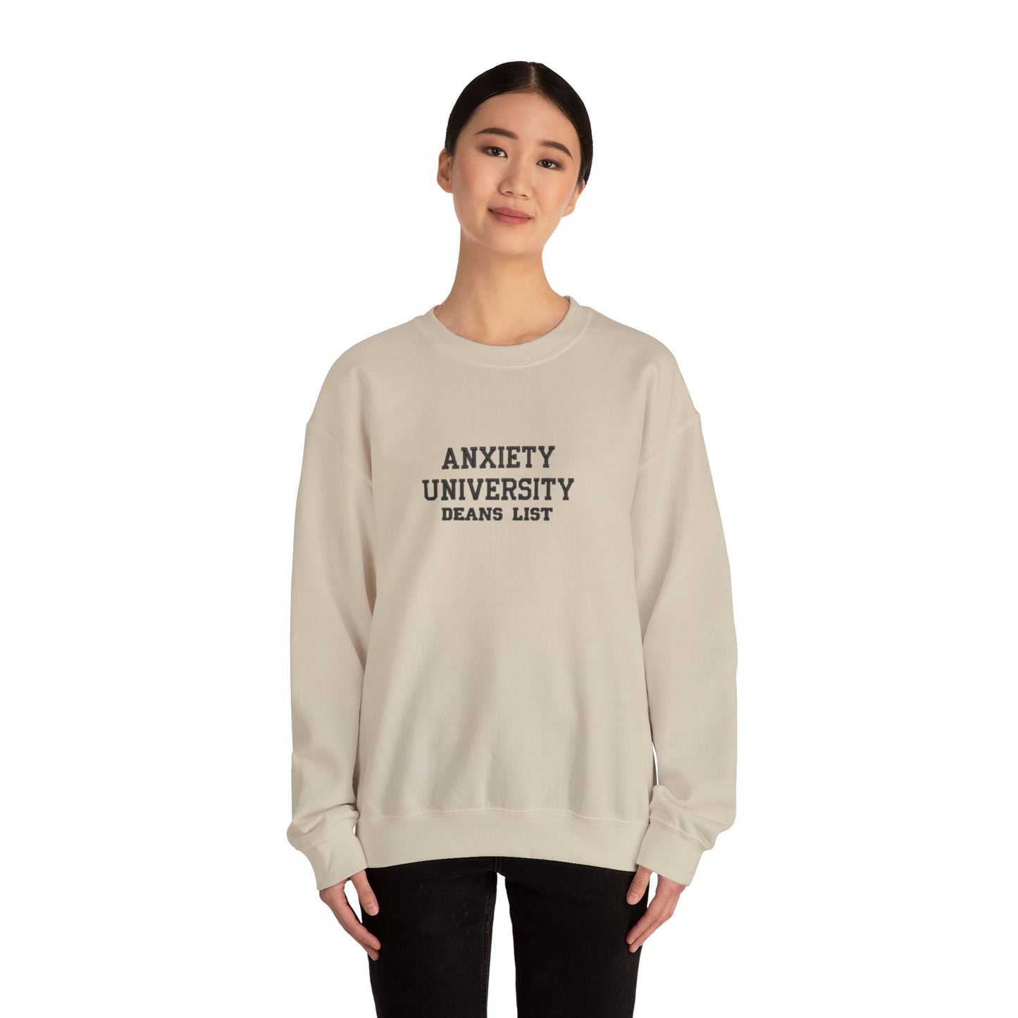 Anxiety University Deans list embroidered crewneck | anxiety | funny sweatshirt | University | honor student | witty sweatshirt | custom