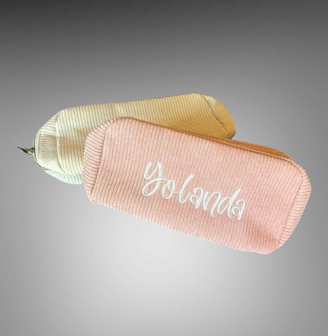 Custom Embroidered cosmetic bag, personalized bag, Bridesmaid gift,proposal box, Corded Makeup Bag, Bridesmaid Gift, Bachelorette Gift bride