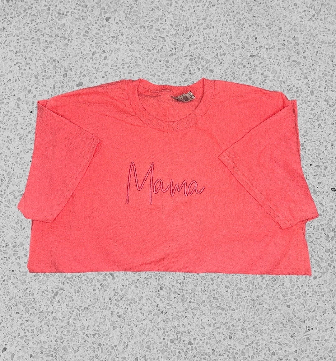 3D puff embroidered Mama Shirt | Mom life t-shirt soft | Mother Tee |monochrome |mamma | gift for her mom | Mother’s Day | Puffy embroidery