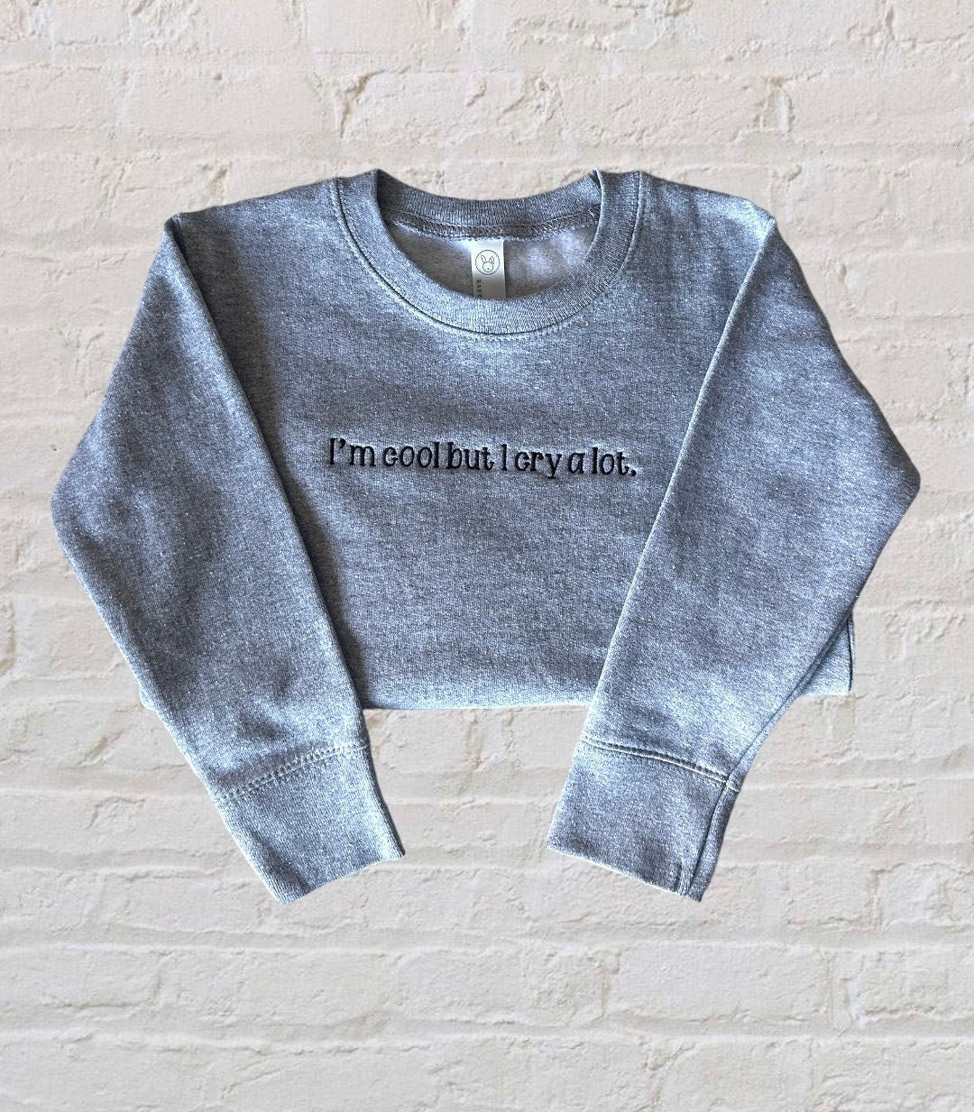 I'm cool but I cry a lot embroidered toddler crewneck, kids t-shirt, funny children tee, Wild child, funny kid shirt, custom embroidered tee