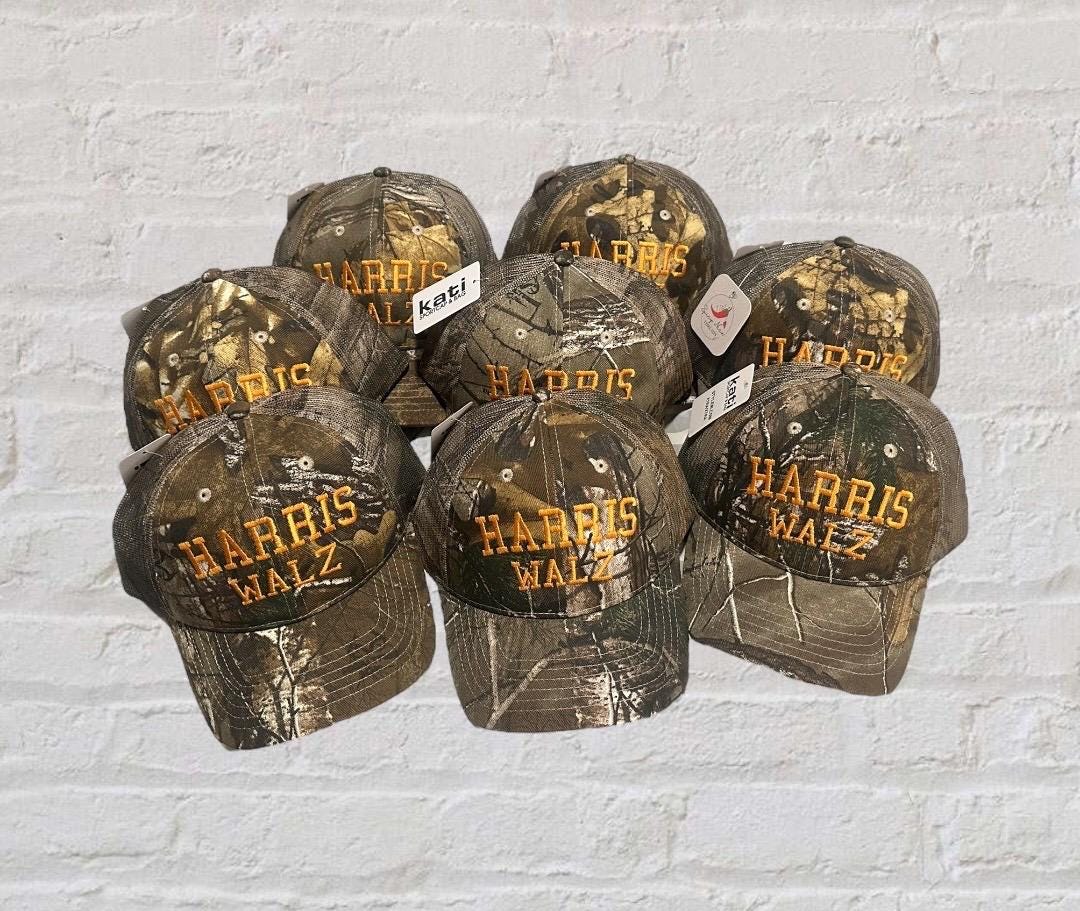 Harris Walz 2024 camo embroidered hat | Kamala Harris | Tim Walz | Presidental merch | childless cat lady 2024 | baseball cap |Realtree Xtra