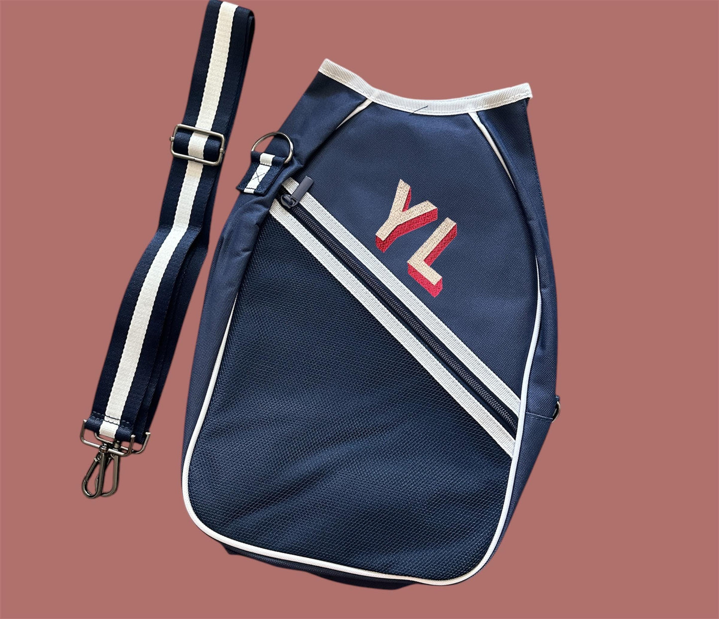 Custom embroidered crossbody pickleball bag | monogram | sling bag initials | personalized crossbody paddle bag | gift for him her | summer