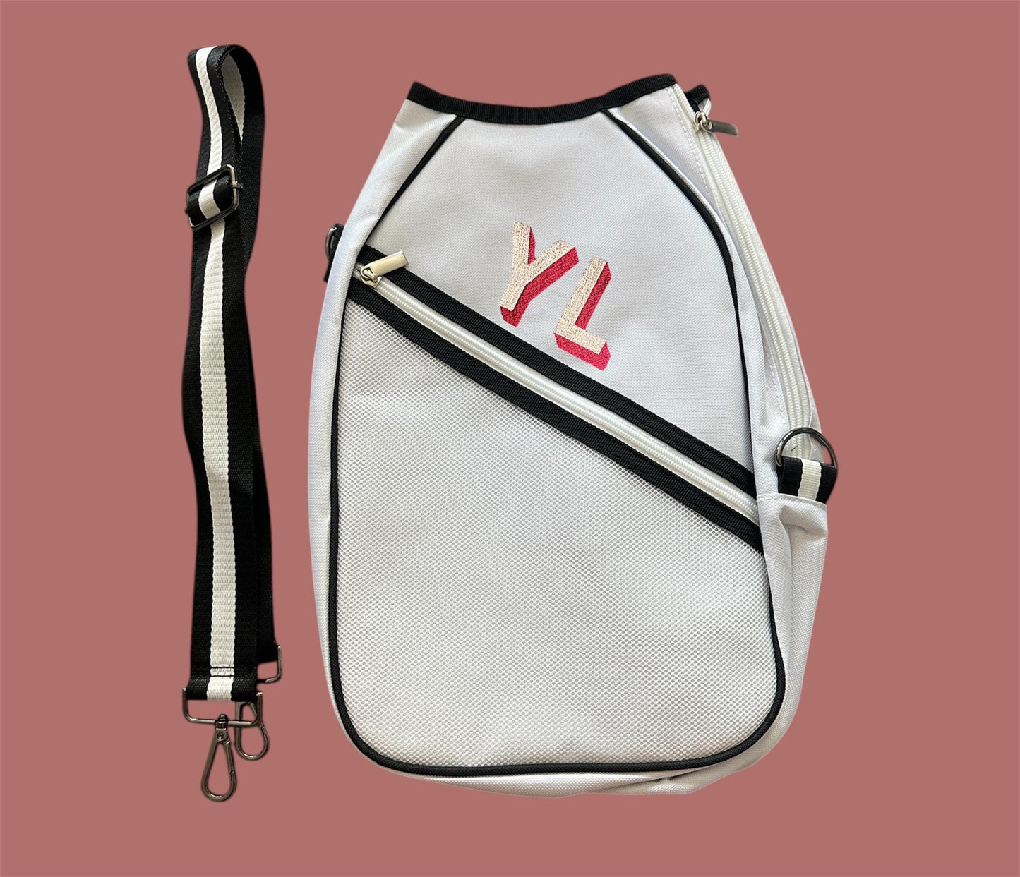Custom embroidered crossbody pickleball bag | monogram | sling bag initials | personalized crossbody paddle bag | gift for him her | summer