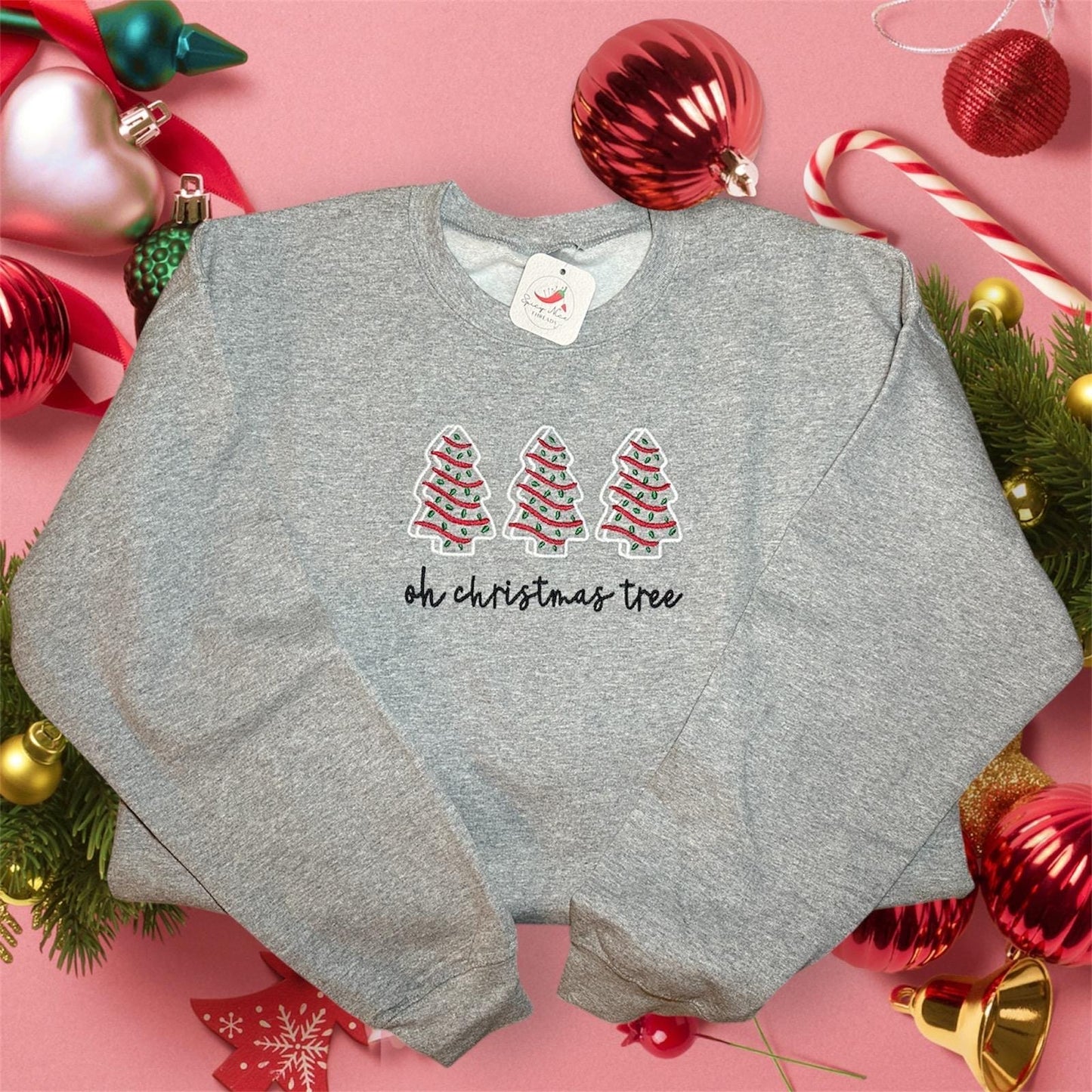 Oh Christmas Tree embroidered crewneck | Christmas tree cakes | festive sweatshirt| funny Christmas gift | cute Christmas shirt