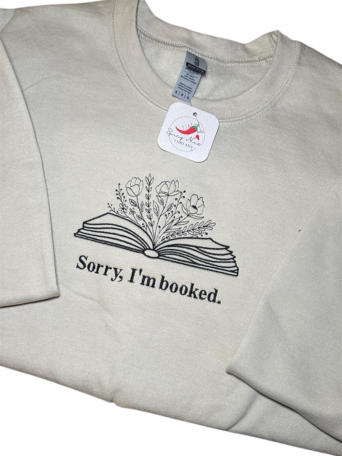 Sorry I'm Booked embroidered crewneck, Bookish Sweatshirt, Gift for Book Lovers, Librarian Gift, Book Lover Sweater, For Her, Love Reading