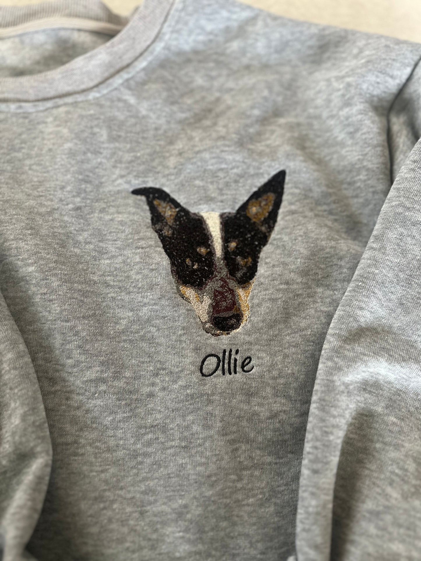 Custom Dog or Cat embroidery crewneck | for her | for him | Dog lover | pet portrait | Dog face | embroidered sweatshirt | cat lover