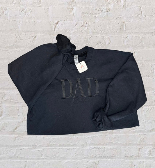 Embroidered Father’s Day DAD crewneck with established year,  monochromatic, established dada, daddy, dad life, gifts for dad, gifts for him